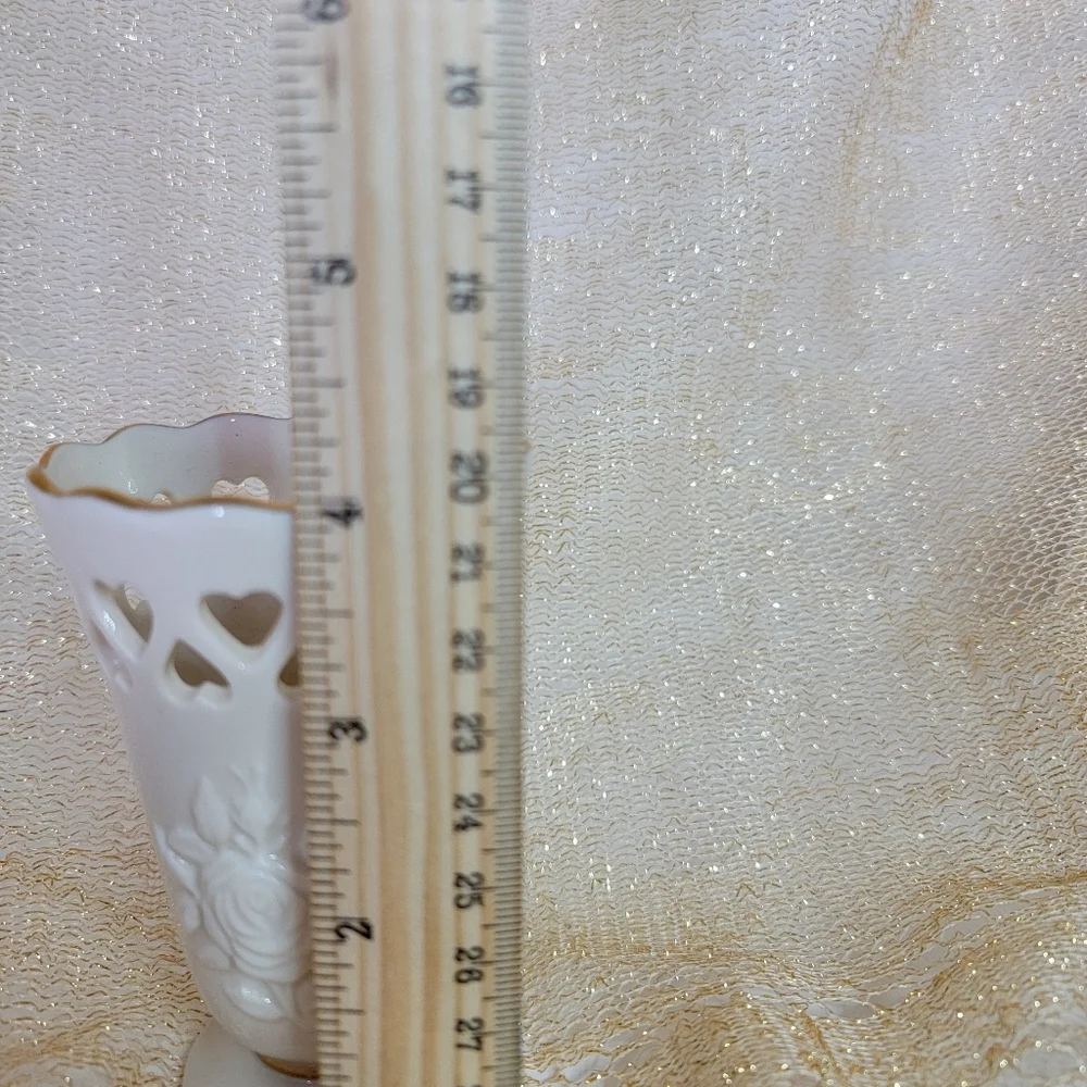 Lenox USA Small Posy Vase Heart Cutouts 24K Gold Trim